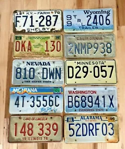 10 Rustic/Worn License Plates from 10 Different States - Picture 1 of 1