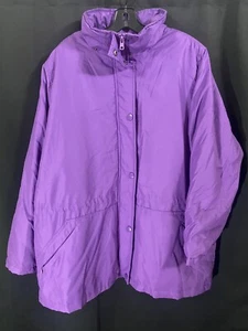 Vintage Y2K Blair Solid Purple Puffer Heavy Coat Jacket Ski Hiking Retro Camp XL - Picture 1 of 8