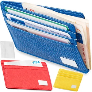 Porta CARTE di CREDITO in PELLE Portafoglio UOMO Tessere BANCOMAT Patente SLIM - Imagen 1 de 6