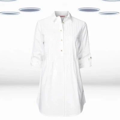 Blusa para mujer Ex Joe Browns manga larga pintuck algodón en blanco Foto 1 de 4