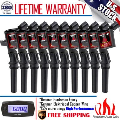 Paquete de 10 bobinas de encendido para Ford E350 Excursion F250 F350 F450 Super Duty V10 6,8 L Foto 1 de 4