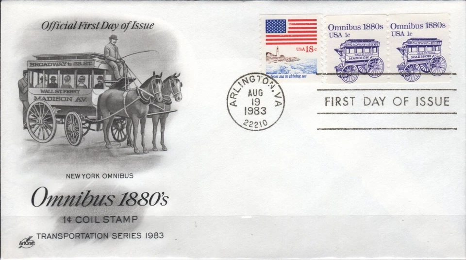 US Scott #1897 "Omnibus 1880's", First Day Cover, ArtCraft Cachet - Image 1 of 1