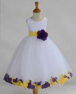 WHITE FLOWER GIRL DRESS CHRISTMAS PAGEANT PARTY MIX COLOR S M 2 4 6 8 10 12 14   - Picture 1 of 19