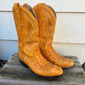 El Presidente Gold Collection Hornback Gator Cowboy Boots yellow gold leather 9E - Picture 1 of 10