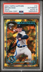 2024 Topps Chrome Sapphire Bryan Woo Gold Refractor GEM MINT PSA 10 Auto #12 RC - Picture 1 of 2