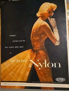 Vestido Kasper 1956 para mujer Dupont de nailon de gasa anuncio de moda vintage - Imagen 1 de 1