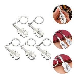 5Pcs Violin Shaped Key Ring Pendant Musical Instrument Pendant Unique Key Ring - Picture 1 of 12