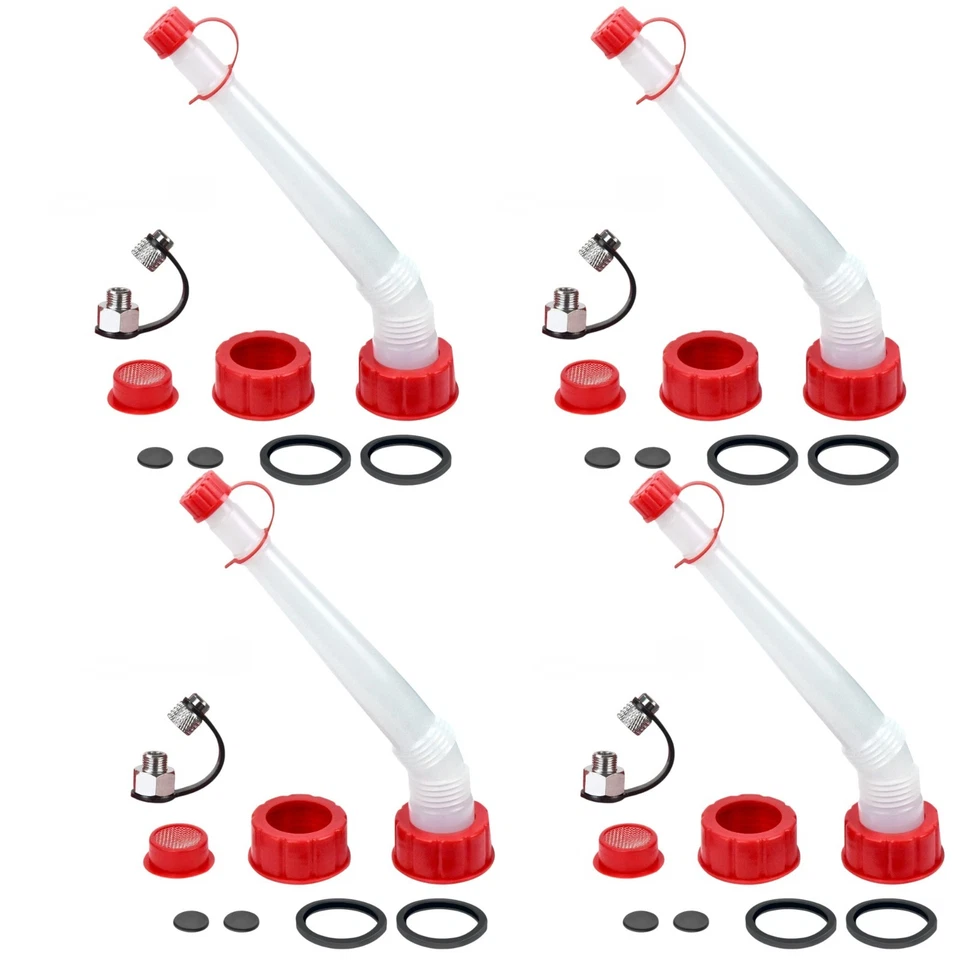 CM Concepts® Replacement Gas Fuel Can Long Spout (Nozzle) Chrome Vent Kit-4 Kits - Image 1 of 4