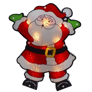 Northlight 16.25" Lighted Holographic Santa Claus Christmas Window Silhouette - Picture 1 of 3