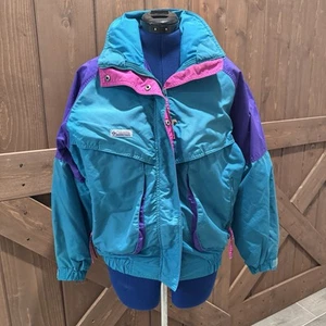 Vtg Columbia Radial Sleeve Nylon Retro 80s Ski Jacket Women’s Medium Color block - Picture 1 of 16