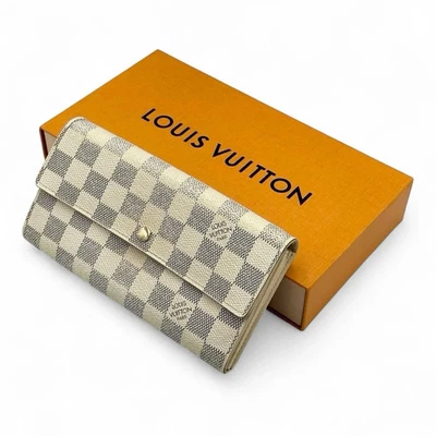 Cartera larga Louis Vuitton LV cartera Sarah blanca Damier azul** Foto 1 de 4
