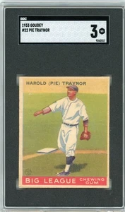 1933 Goudey - #22 Harold Pie Traynor HOF Pittsburgh Pirates SGC 3 SET BREAK - Picture 1 of 2