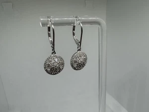 0,75 tcw Baguetteschliff Diamant Ohrhänger/Ohrhänger 10k Weißgold 2,56 Gramm - Bild 1 von 20