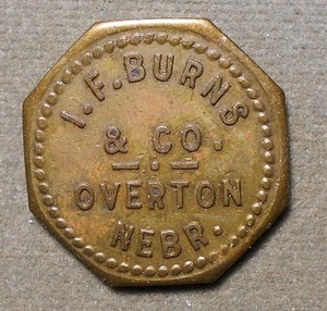 Overton, Nebr., I.F. Burns & Co. Buono per 10 in merce. Ottone, ott, 24 mm - Foto 1 di 2
