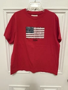 Vintage T Shirt Bechamel American Flag Red Size Large Dated 2004 - Picture 1 of 5