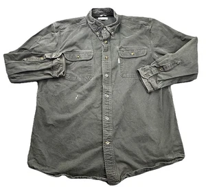 Carhartt Mens XL Green Oakman Long Sleeve Work Heavy S09 MOS *STAINS* - Picture 1 of 16