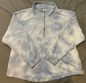 Pullover Vintage VS Victoria's Secret Rosa Ombre Tie Dye Media Cremallera LOVE PINK XL - Imagen 1 de 8