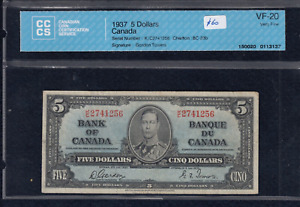 1937 Bank of Canada $5 - BC-23b - CCCS VF20 - K/C 2741256