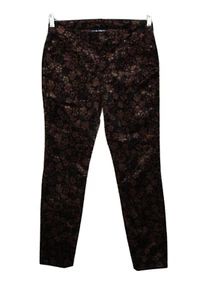 Catherine Malandrino Sz 4 (28x27) Black Floral Corduroy Slim Leg Stretch Pants - Picture 1 of 6