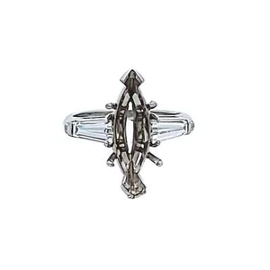 0.70 Carat Tapered Baguette Shape F VS2 Diamond Platinum Semi Mount Ring - Picture 1 of 7