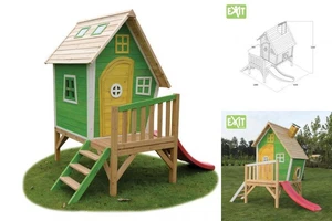 Kinder-Spielhaus Holz EXIT «Fantasia 300» Kinderspielhaus Stelzenhaus Grün - Bild 1 von 9