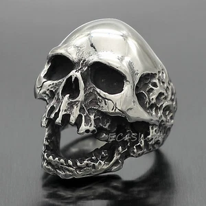 Stainless Steel Skull Ring Huge Large Big Punk Gothic Silver Men Band Size 8-16 - Picture 1 of 8