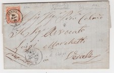 STORIA POSTALE 1859 SARDEGNA C.40 VERMIGLIO ARANCIO SCURO CANDIA Z/5928