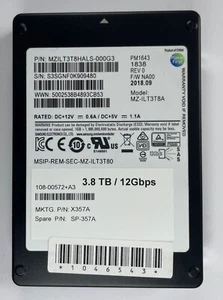 Samsung PM1643 SAS SSD 3.84TB (~4TB) Netapp Rated 1DWPD 98% Health - Afbeelding 1 van 9