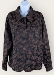 Susan Graver Style Jean Button Jacket Oriental Jacquard Women's Size XL A53865 - Picture 1 of 11