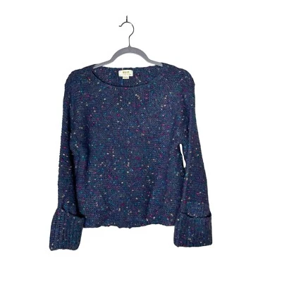 Suéter Anthropologie Maeve Para Mujer XS Púrpura Moteado Tejido Puño Manga Boho Foto 1 de 4