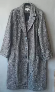 Women's Long Black White Herringbone Coat Overcoat Ava & Viv Black 2X NWT - Picture 1 of 10