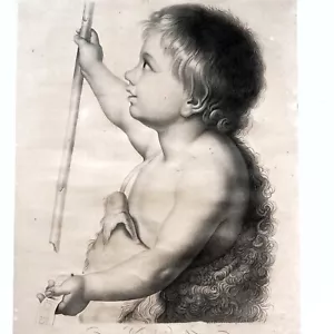 Étude de Saint Jean Gravure Lambert Labove d'après Murilos Époque Empire 58x43cm - Picture 1 of 12