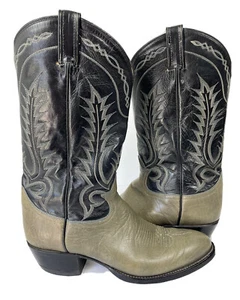 Vtg Tony Lama 2-Tone Pull On Leather Cowboy Western Work Boots Men 10.5 B #6700 - Picture 1 of 12