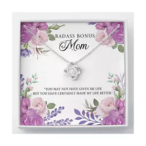 Badass Mom Geschenke Liebesknoten Anhänger Halskette Liebesbotschaft Schmuck schwarz Geschenkbox - Bild 1 von 11