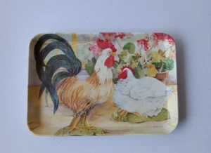 Melplus Melamin Huhn Tablett 8" x 5,75" Monza R2S Italien Geranie Hahn Henne - Bild 1 von 12