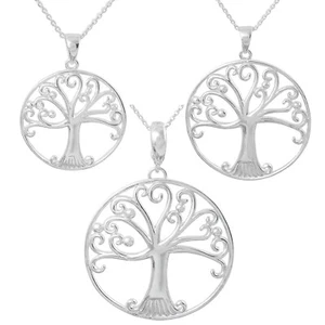 925 Sterling Silver Tree of Life Circle Pendant - Small, Medium, or Large - Picture 1 of 7