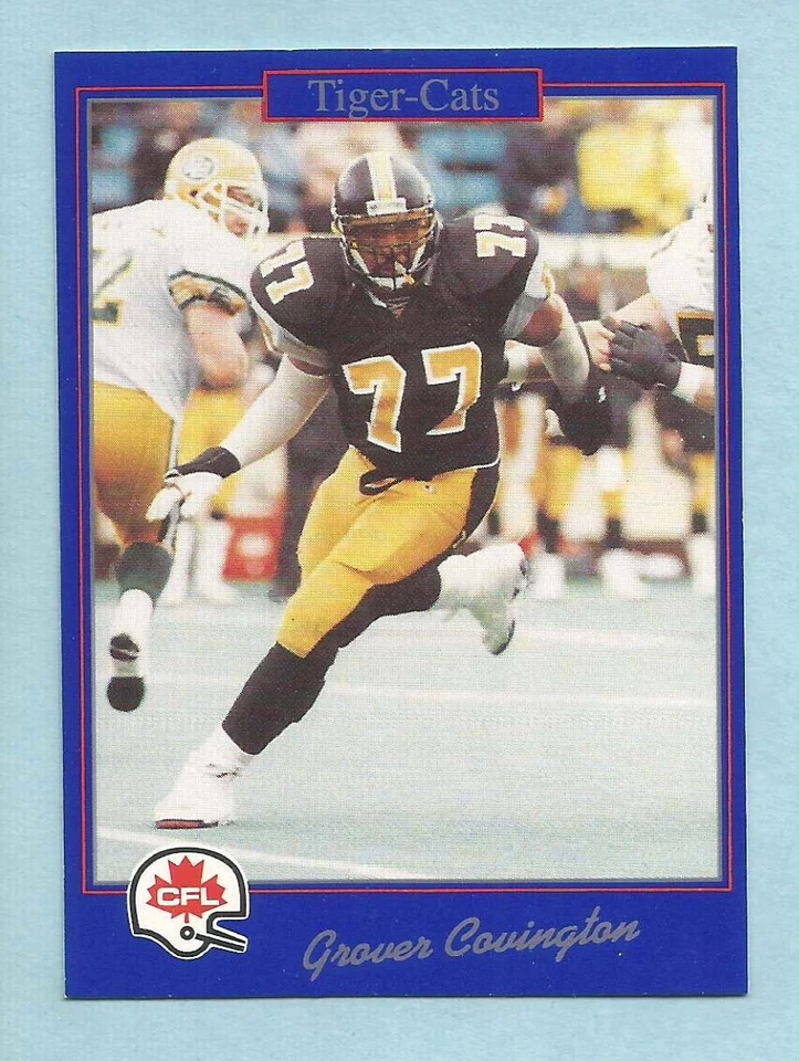 1991 JOGO CFL Football Grover Covington #101  Tiger Cats John C Smith University - Image 1 of 1