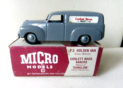 Vintage MICRO MODELS Australia - FJ Holden Van - Corlett Bakery GREY Vsn. 1/43 - Image 1 of 4
