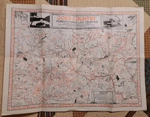 Rare 1955 Revised "Gods Country Pennsylvania Last Frontier"  Map Excellent Cond. - Picture 1 of 8