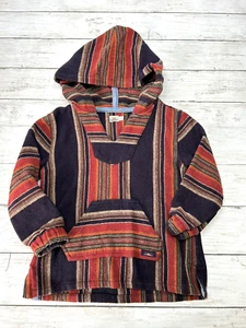 Faherty Baja Hoodie Poncho Kids Size 4 Brown Rust Orange Striped Surf Skate - Picture 1 of 7