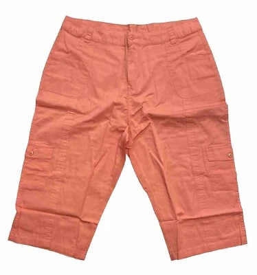 Anthony Richards Peach 100% Cotton Cargo Capri Pants W/ Pockets Women’s 18W NEW - Image 1 of 2