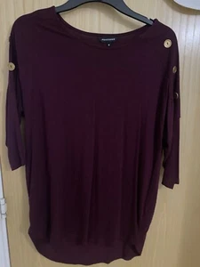 Peacocks Burgundy Top Size 8 With Shoulder Buttons - Picture 1 of 2