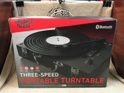 SHARPER IMAGE THREE-SPEED PORTABLE TURNTABLE SBT4000 NEW IN BOX Free Shipping!! - Image 1 of 4