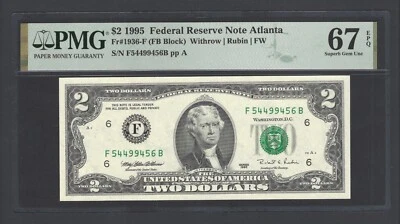 United States-Federal Reserve 1 Dollar 1995 Fr#1936-F (FB Block) UNC Grade 67 - Image 1 of 2