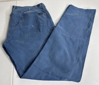 Men's 7 For All Mankind Blue Slimmy Cotton Pants Size  38 x 34 Made In USA - Image 1 of 4