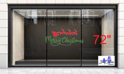 Merry Christmas Vinyl Sticker Large Retail Window Sign Waterproof Oracal 651 - Image 1 of 4