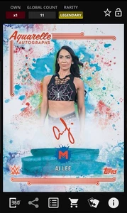 AJ Lee - Pyrrol Scarlet Aquarelle Signature Legendary Topps Slam WWE Motif 25 - Picture 1 of 1