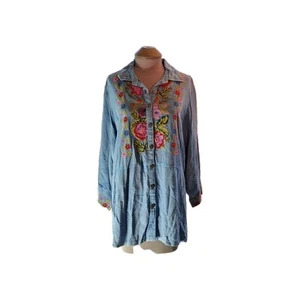 Petersilie & Salbei Gr. XL Langarm Oberteil/Bluse mit Knopfleiste bestickt - Bild 1 von 13