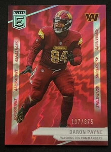 2024 Donruss Elite Daron Payne #35 Red Shimmer Aspirations /875 Commanders - Picture 1 of 2