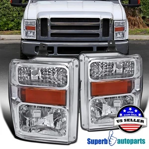 Fit 2008-2010 Ford F250 F350 F450 F550 Super Duty Crystal Clear Headlights Lamps - Picture 1 of 12